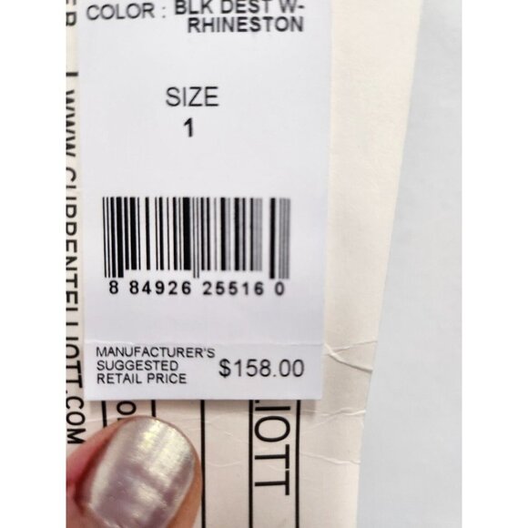 Current/Elliot Womens T-Shirt Size Medium Black Crew Neck Distressed Rhinestone - Picture 4 of 8